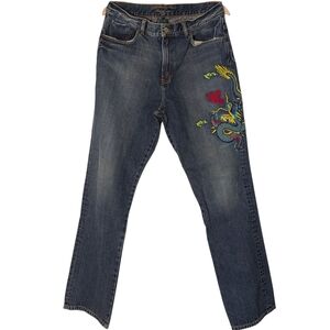 Vintage Ralph Lauren high rise embroidered dragon design jeans